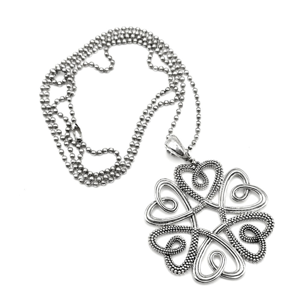 Lagos Rare Wonders Silver Floral Heart Pendant Necklace - Picture 4 of 9